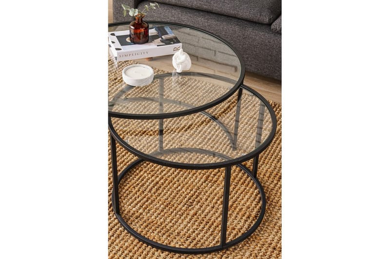 Naruram Stuebord 80 cm - Sort/Gjennomsiktig - Møbler - Bord - Sofabord & salongbord