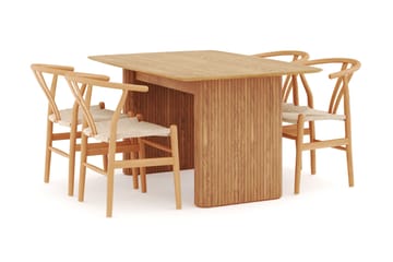 Navjot Matgruppe 140 cm med 4 Dastoori Spisestol - Eik - Møbler - Bord - Spisegruppe