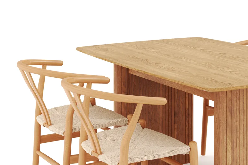 Navjot Matgruppe 140 cm med 4 Dastoori Spisestol - Eik - Møbler - Bord - Spisegruppe