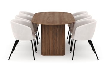 Neandir Ovalt Spisebord 220 cm med 6 Berit Stoler - Brun - Møbler - Bord - Spisegruppe