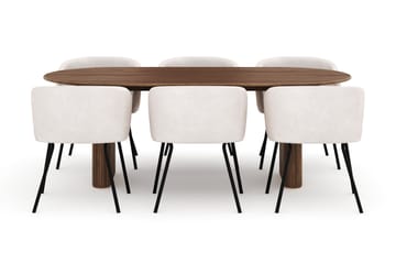 Neandir Ovalt Spisebord 220 cm med 6 Berit Stoler - Brun - Møbler - Bord - Spisegruppe