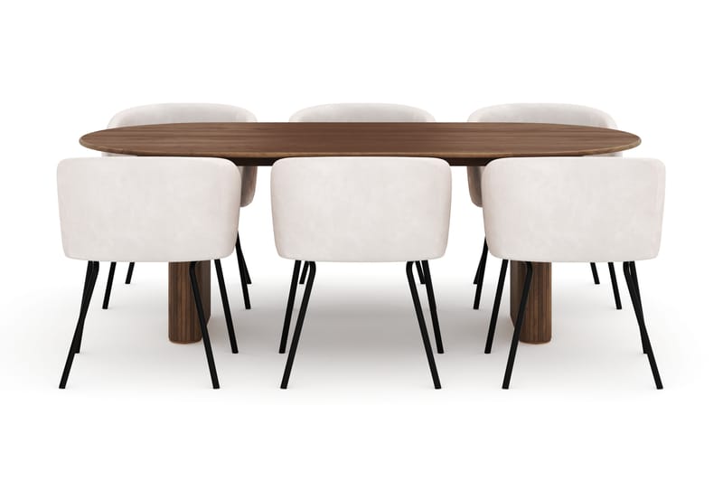Neandir Ovalt Spisebord 220 cm med 6 Berit Stoler - Brun - Møbler - Bord - Spisegruppe