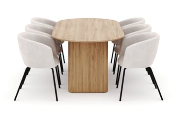Neandir Ovalt Spisebord 220 cm med 6 Berit Stoler - Natur - Møbler - Bord - Spisegruppe