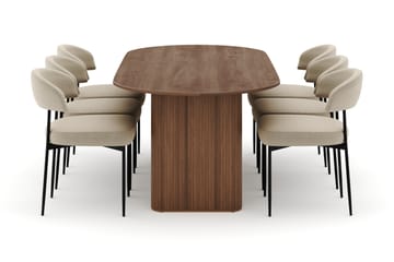 Neandir Ovalt Spisebord 220 cm med 6 Sawako Stoler - Brun - Møbler - Bord - Spisegruppe