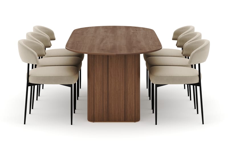 Neandir Ovalt Spisebord 220 cm med 6 Sawako Stoler - Brun - Møbler - Bord - Spisegruppe