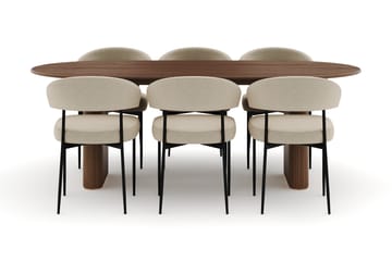 Neandir Ovalt Spisebord 220 cm med 6 Sawako Stoler - Brun - Møbler - Bord - Spisegruppe