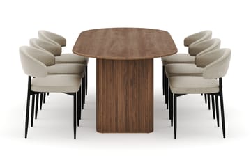 Neandir Ovalt Spisebord 220 cm med 6 Sawako Stoler - Brun - Møbler - Bord - Spisegruppe