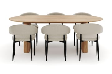Neandir Ovalt Spisebord 220 cm med 6 Sawako Stoler - Natur - Møbler - Bord - Spisegruppe