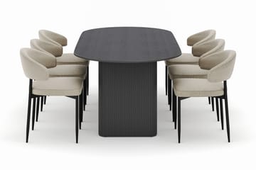 Neandir Ovalt Spisebord 220 cm med 6 Sawako Stoler - Svart - Møbler - Bord - Spisegruppe