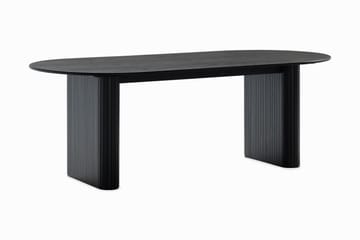 Neandir Ovalt Spisebord 220 cm Svart + 8 stk Naira stol grå med valnøttben - Svart/Grå - Møbler - Bord - Spisegruppe