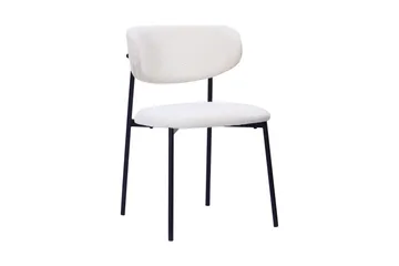 Noira Lite Rundt Spisebord Valnøtt 120 cm med 4 Lucy Spisestoler - Brun / Hvit Bouclé / Metallben Svart - Møbler - Bord - Spisegruppe