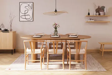 Noira Oval Spisegruppe 220 cm med 6 Dastoori Spisestoler - Natur - Møbler - Bord - Spisegruppe