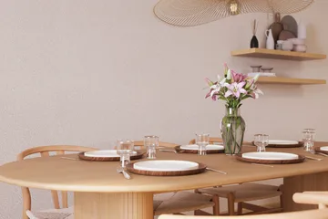 Noira Oval Spisegruppe 220 cm med 6 Dastoori Spisestoler - Natur - Møbler - Bord - Spisegruppe