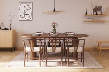Noira Oval Spisegruppe 220 cm Valnøtt med 6 Dastoori Spisestoler - Brun - Møbler - Bord - Spisegruppe