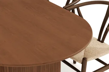Noira Oval Spisegruppe 220 cm Valnøtt med 6 Dastoori Spisestoler - Ribbet / Natur / Mørkebrun / Brunt Tre - Møbler - Bord - Spisegruppe