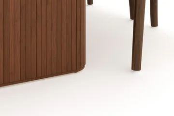 Noira Oval Spisegruppe 220 cm Valnøtt med 6 Dastoori Spisestoler - Ribbet / Natur / Mørkebrun / Brunt Tre - Møbler - Bord - Spisegruppe
