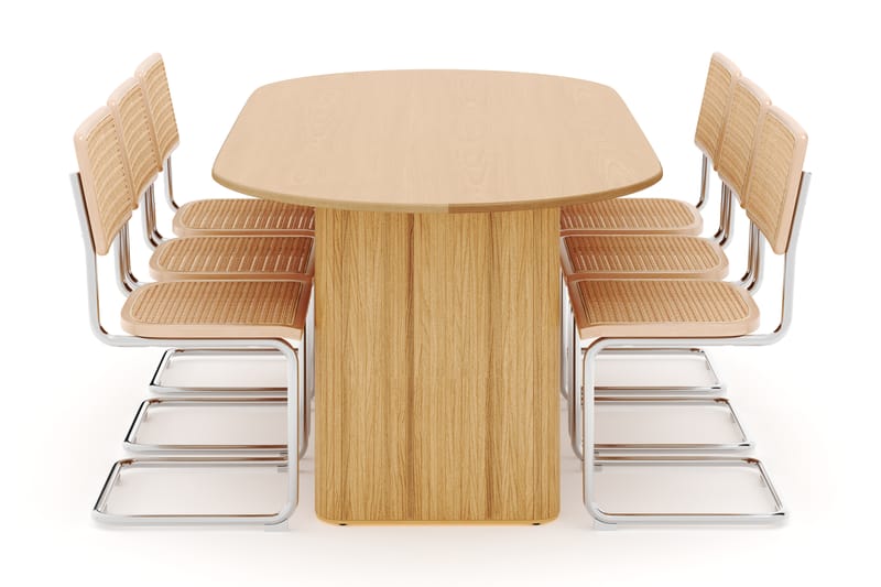 Noira Ovalt Spisebord 220 cm med 6 Build Spisestoler - Natur - Møbler - Bord - Spisegruppe