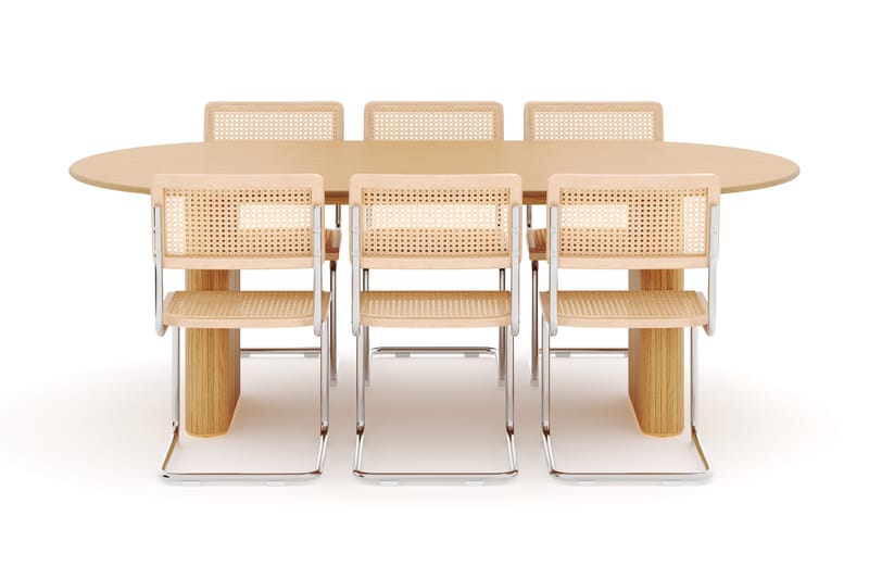 Noira Ovalt Spisebord 220 cm med 6 Build Spisestoler - Natur - Møbler - Bord - Spisegruppe