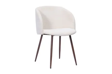 Noira Ovalt Spisebord 220 cm med 6 Greya Spisestoler med armlener - Svart / Hvit Bouclé / Metallben Valnøtt - Møbler - Bord - Spisegruppe