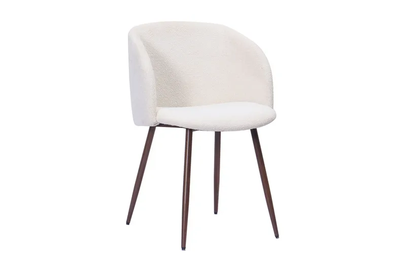 Noira Ovalt Spisebord 220 cm med 6 Greya Spisestoler med armlener - Svart / Hvit Bouclé / Metallben Valnøtt - Møbler - Bord - Spisegruppe