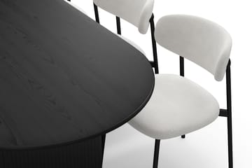 Noira Ovalt Spisebord 220 cm med 6 Lucy Spisestoler - Svart / Hvit Bouclé / Metallben Svart - Møbler - Bord - Spisegruppe
