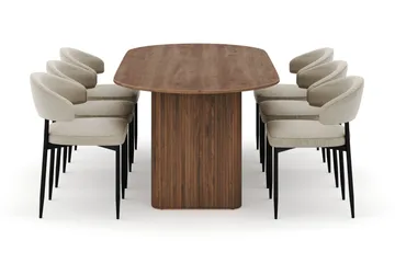 Noira Ovalt Spisebord 220 cm med 6 Sawako Stoler - Brun - Møbler - Bord - Spisegruppe