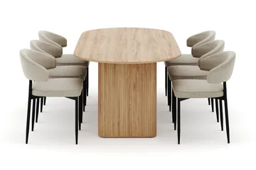 Noira Ovalt Spisebord 220 cm med 6 Sawako Stoler - Natur - Møbler - Bord - Spisegruppe