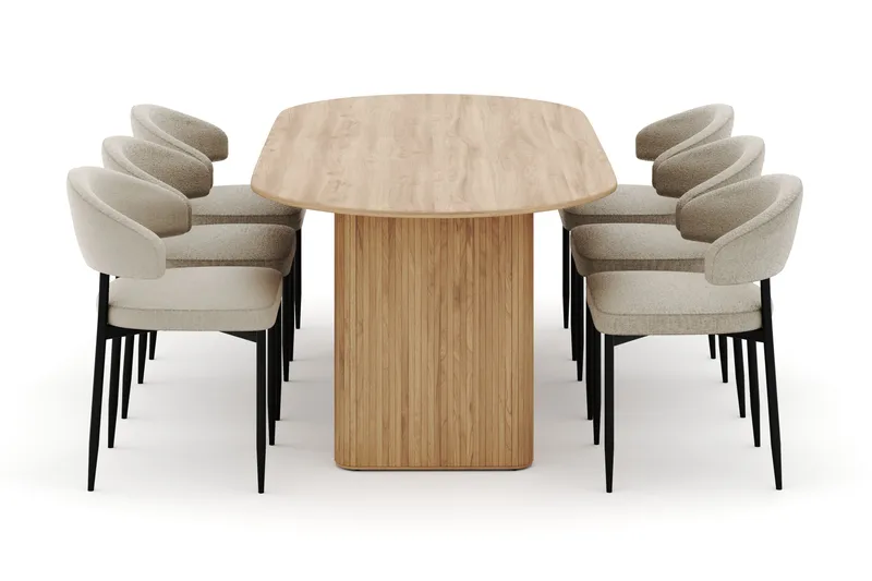 Noira Ovalt Spisebord 220 cm med 6 Sawako Stoler - Natur - Møbler - Bord - Spisegruppe
