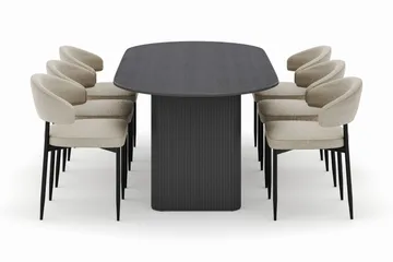 Noira Ovalt Spisebord 220 cm med 6 Sawako Stoler - Svart - Møbler - Bord - Spisegruppe