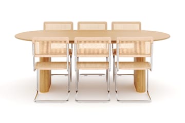 Noira Ovalt Spisebord 220 cm med 6 stk Build Matstkolar - Natur - Møbler - Bord - Spisegruppe
