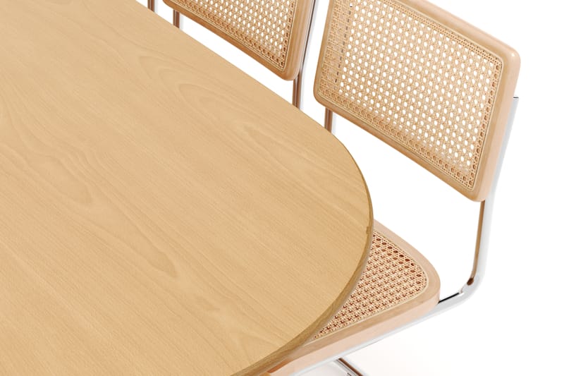 Noira Ovalt Spisebord 220 cm med 6 stk Build Matstkolar - Natur - Møbler - Bord - Spisegruppe