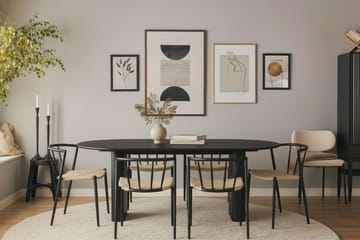 Noira Ovalt Spisebord 220 cm med 6 Winston Spisestoler - Svart / Beige / Metallben Svart - Møbler - Bord - Spisegruppe