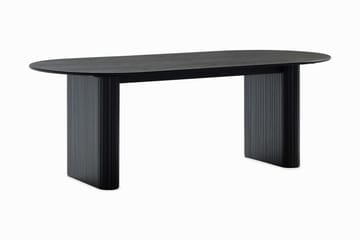 Noira Ovalt Spisebord 220 cm Svart + 8 Nibe stol grå med valnøttben - Svart/Grå - Møbler - Bord - Spisegruppe
