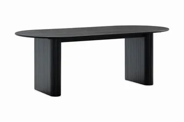 Noira Ovalt Spisebord 220 cm Svart + 8 Nibe stol grå med valnøttben - Svart/Grå - Møbler - Bord - Spisegruppe
