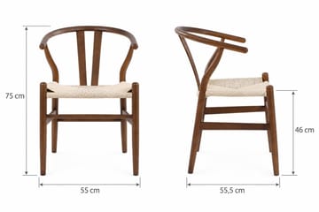 Noira rektangulær spisegruppe 220 cm – Spisebord med 6 Dastoori spisestoler i tre med valnøttutseende - Brun - Møbler - Bord - Spisegruppe
