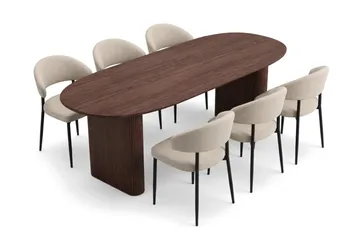 Beige/Svart - Hvitlasert eik