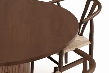 Noira Rund Spisegruppe 120 cm Rundt bord med 4 Dastoori Spisestoler - Brun / Beige / Valnøtt - Møbler - Bord - Spisegruppe