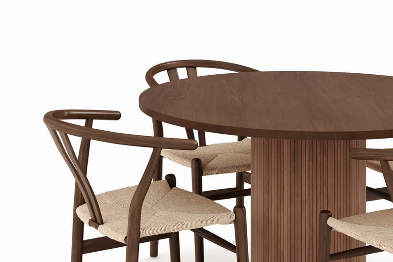 Noira Rund Spisegruppe 120 cm Rundt bord med 4 Dastoori Spisestoler - Brun - Møbler - Bord - Spisegruppe