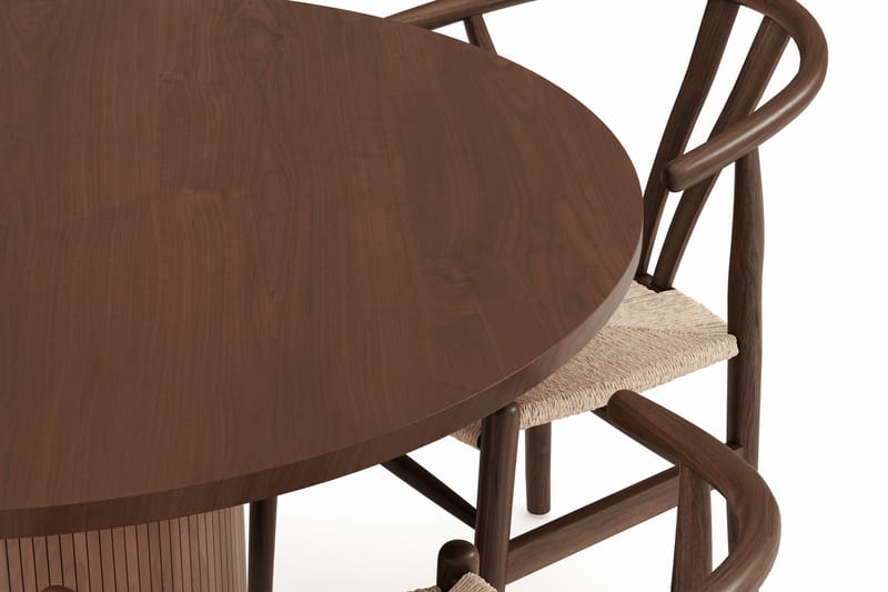 Noira Rund Spisegruppe 120 cm Rundt bord med 4 Dastoori Spisestoler - Brun - Møbler - Bord - Spisegruppe