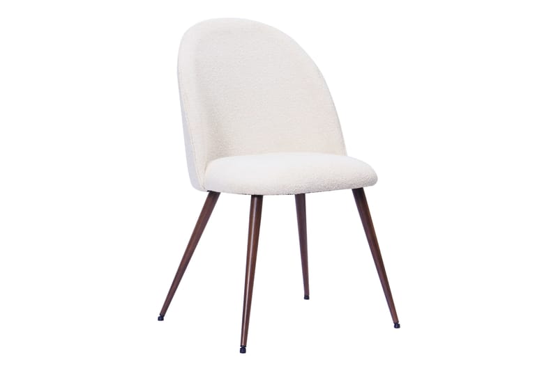 Noira Rundt Lite Spisebord Massiv Valnøtt 120 cm med 4 Nibe Plus Spisestoler - Brun / Hvit Bouclé / Metallben Valnøtt - Møbler - Bord - Spisegruppe