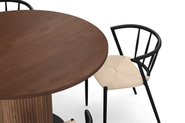 Noira Rundt Lite Spisebord Massiv Valnøtt 120 cm med 4 Winston Spisestoler - Brun / Beige / Metallben Svart - Møbler - Bord - Spisegruppe
