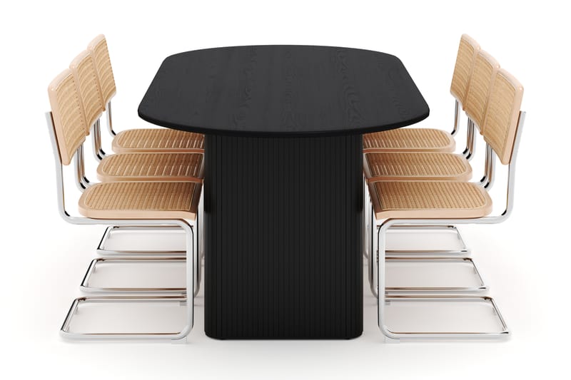 Noira Spisebord 220 cm Eik med 6 Build Spisestoler - Svart - Møbler - Bord - Spisegruppe