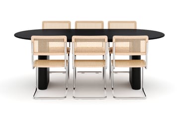 Noira Spisebord 220 cm Eik med 6 Build Spisestoler - Svart - Møbler - Bord - Spisegruppe