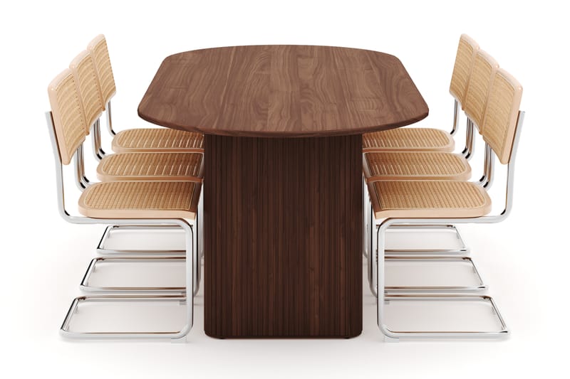 Noira Spisebord 220 cm Valnøtt med 6 Build Spisestoler - Brun - Møbler - Bord - Spisegruppe
