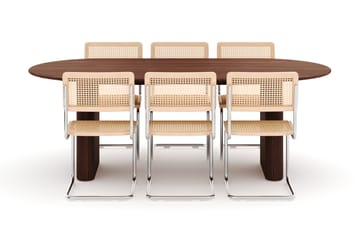 Noira Spisebord 220 cm Valnøtt med 6 Build Spisestoler - Brun - Møbler - Bord - Spisegruppe
