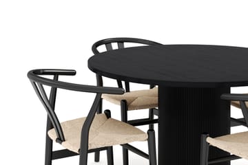 Noira Spisegruppe 120 cm Eik Rundt med 4 Dastoori Spisestoler - Svart - Møbler - Bord - Spisegruppe