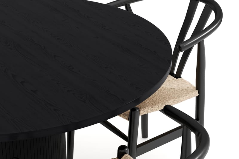 Noira Spisegruppe 120 cm Eik Rundt med 4 Dastoori Spisestoler - Svart - Møbler - Bord - Spisegruppe
