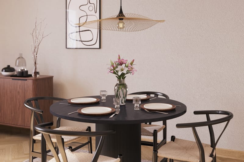 Noira Spisegruppe 120 cm Eik Rundt med 4 Dastoori Spisestoler - Svart - Møbler - Bord - Spisegruppe