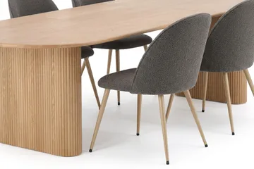 Noira Spisegruppe 160-220 cm uttrekkbar med 6 Nibe Plus Spisestoler - Eik - Møbler - Bord - Spisegruppe