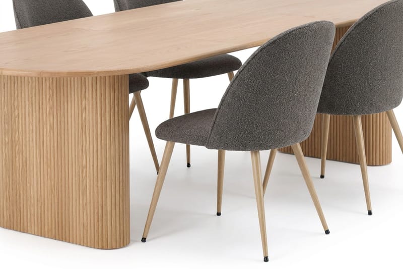Noira Spisegruppe 160-220 cm uttrekkbar med 6 Nibe Plus Spisestoler - Eik - Møbler - Bord - Spisegruppe
